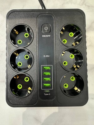 Сетевой фильтр 2м на 6 розетки 4 usb и type-c