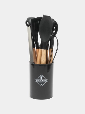 Набор кухонный Silicone Utensils Set 12 шт силиконовый черный