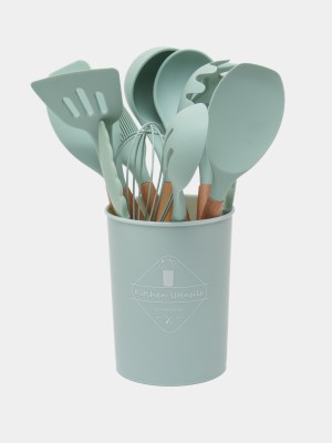 Набор кухонный Silicone Utensils Set 12 шт силиконовый мятный