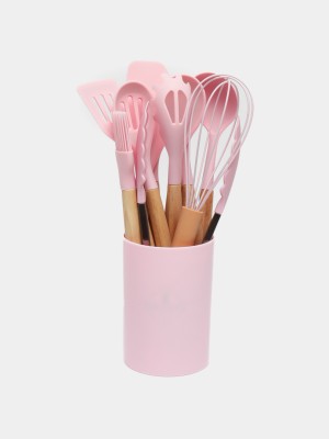 Набор кухонный Silicone Utensils Set 12 шт силиконовый розовый