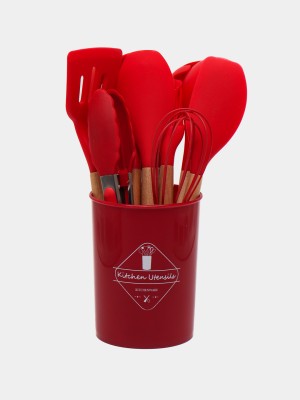 Набор кухонный Silicone Utensils Set 12 шт силиконовый красный