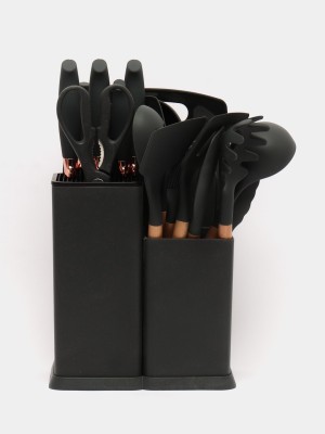 Набор кухонный Evryealth Kitchenwar Set с доской 19 шт силиконовый черный