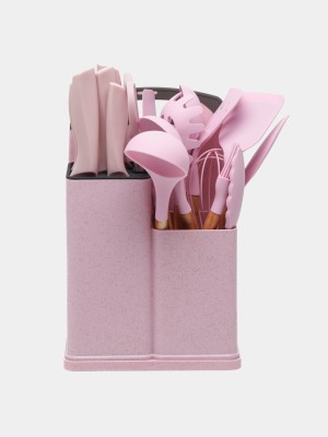 Набор кухонный Evryealth Kitchenwar Set с доской 19 шт силиконовый розовый